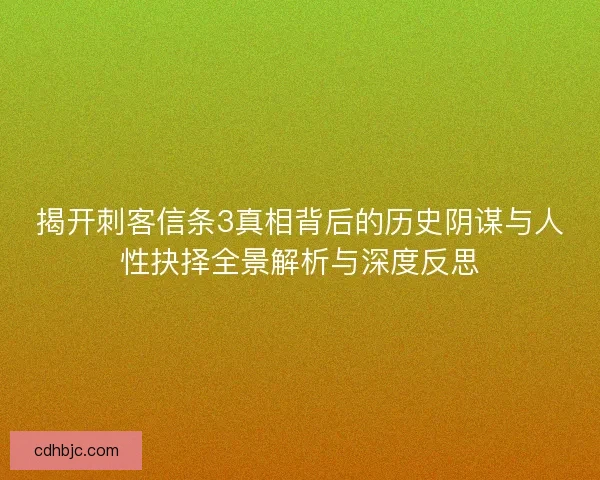 揭开刺客信条3真相背后的历史阴谋与人性抉择全景解析与深度反思
