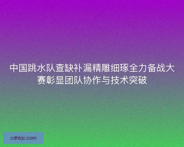 中国跳水队查缺补漏精雕细琢全力备战大赛彰显团队协作与技术突破