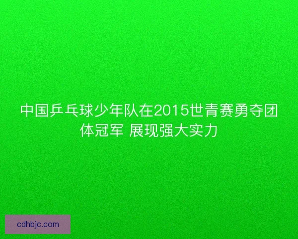 中国乒乓球少年队在2015世青赛勇夺团体冠军 展现强大实力